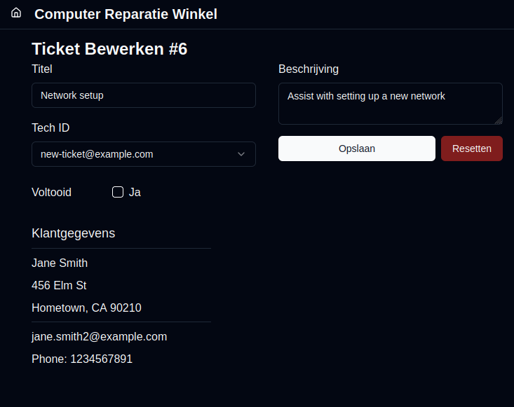 PC Repair Shop Ticket System